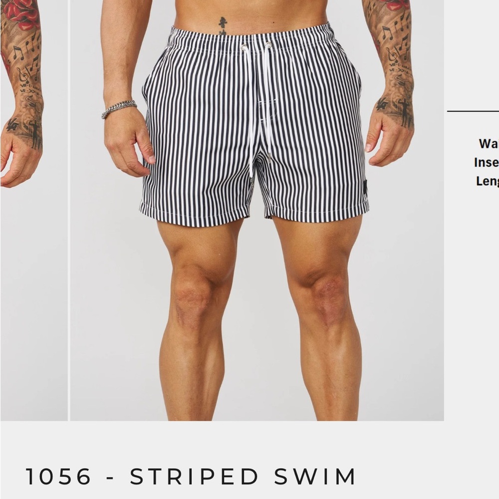 NWT - YOUNGLA Mens Striped Swim Shorts - Mens Small